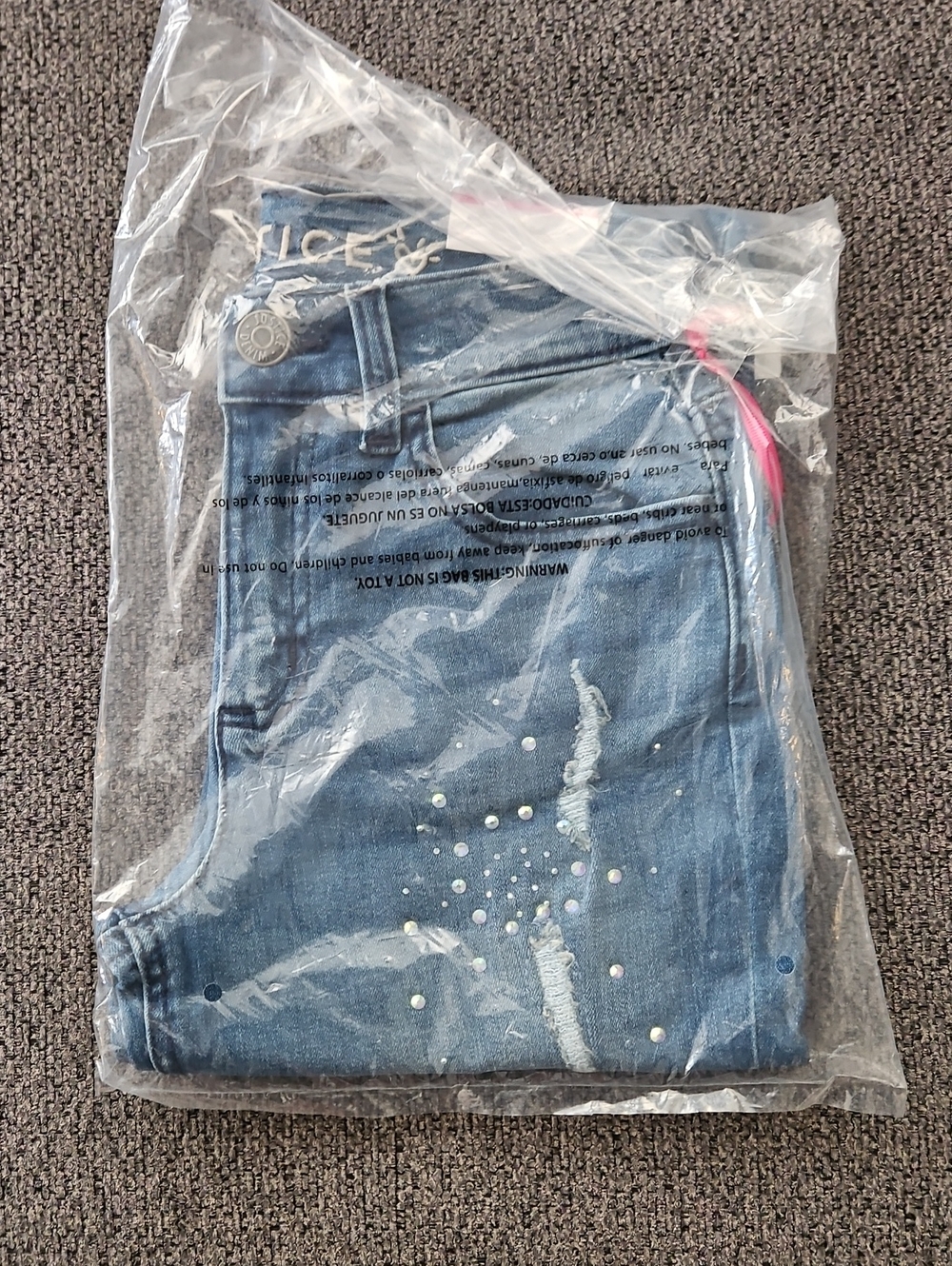 Justice Girls Light Blue Distressed Skinny Jeans with Stud Accents Size 10